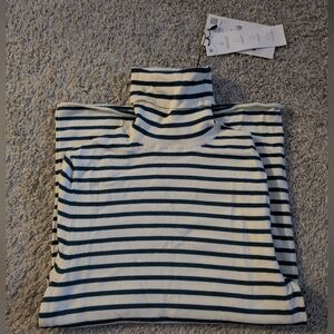 Zara Teal and White Striped Sweater